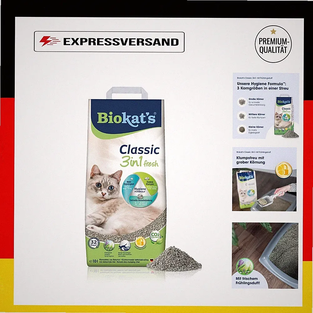 Biokat's Classic fresh 3in1 Katzenstreu 10L mit Frühlings-Duft