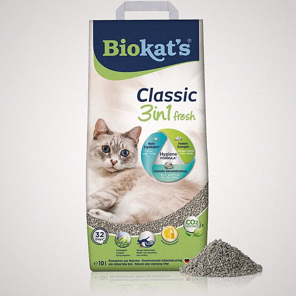 Biokat's Classic fresh 3in1 mit Frühlings-Duft - Klumpende Katzenstreu 10 L
