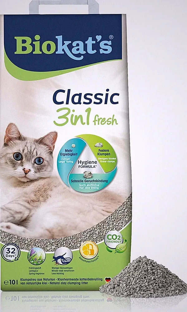 Biokat's Classic fresh 3in1 mit Frühlings-Duft Klumpende Katzenstreu 10 Liter