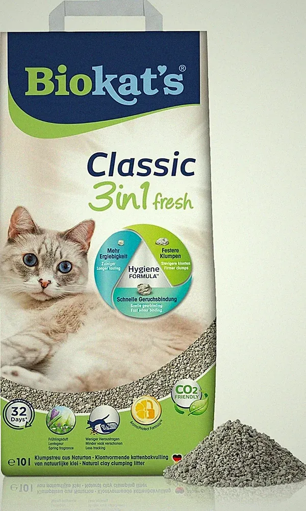 Biokat's Classic fresh 3in1 mit Frühlings-Duft Klumpende Katzenstreu 10 Liter