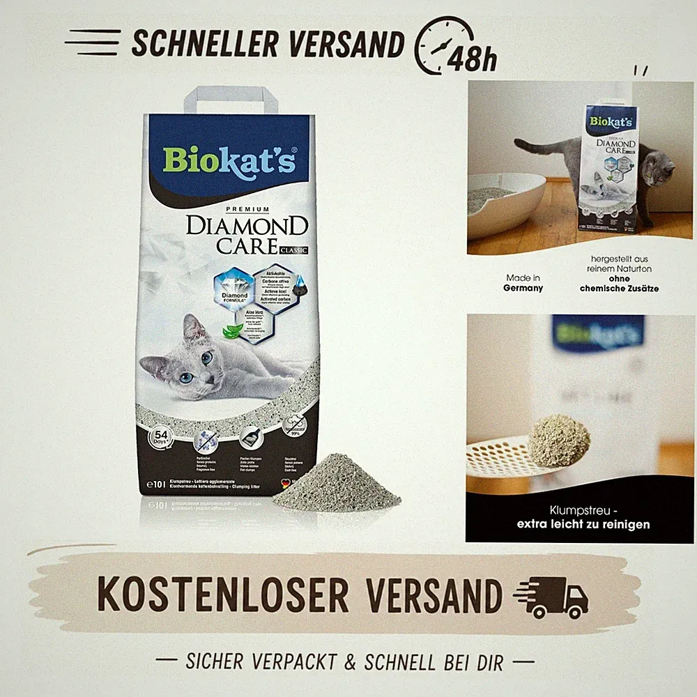 Biokat's Diamond Care Classic Katzenstreu 10L - Klumpstreu ohne Duft