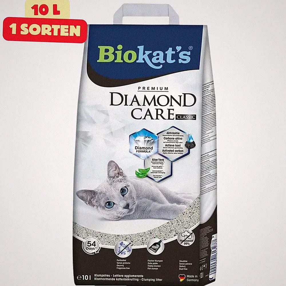 Biokat's Diamond Care Classic Katzenstreu Klumpstreu Aktivkohle Ohne Duft 10 l