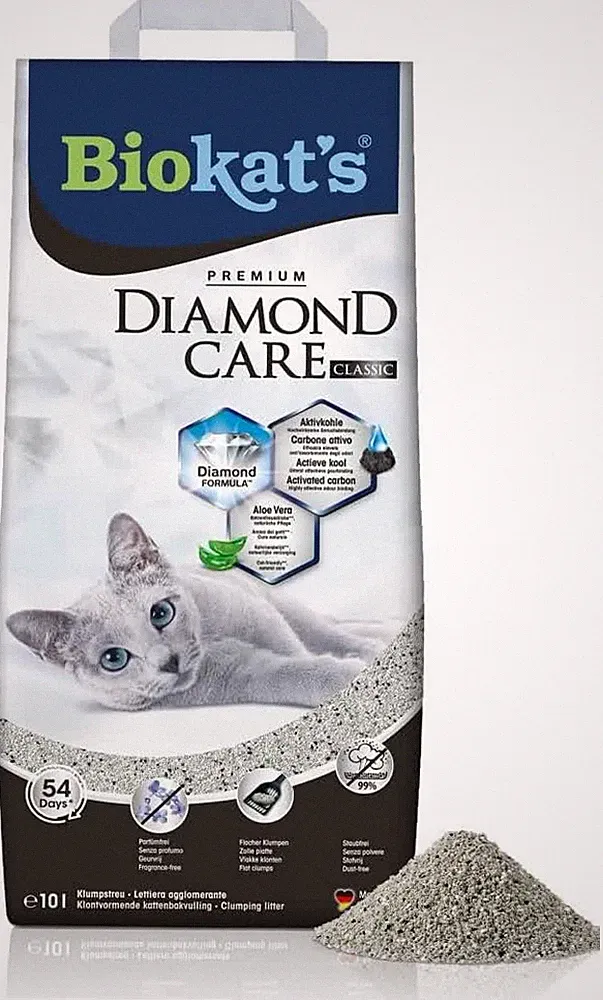 Biokat's Diamond Care Classic Katzenstreu ohne Duft - Feine Klumpstreu (1x 10 L)
