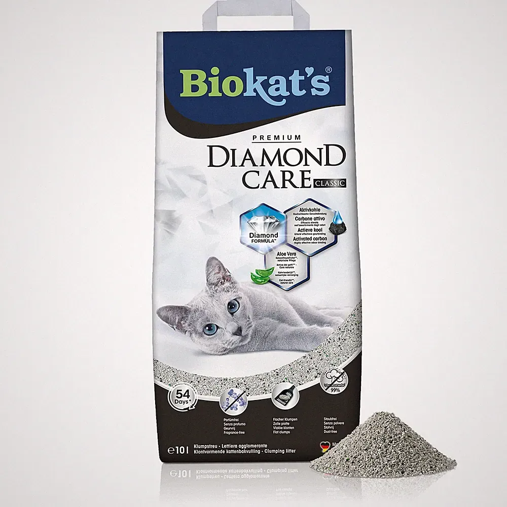 Biokatʼs Diamond Care Classic mit parfümfreier Formel Feines Katzenstreu mit
