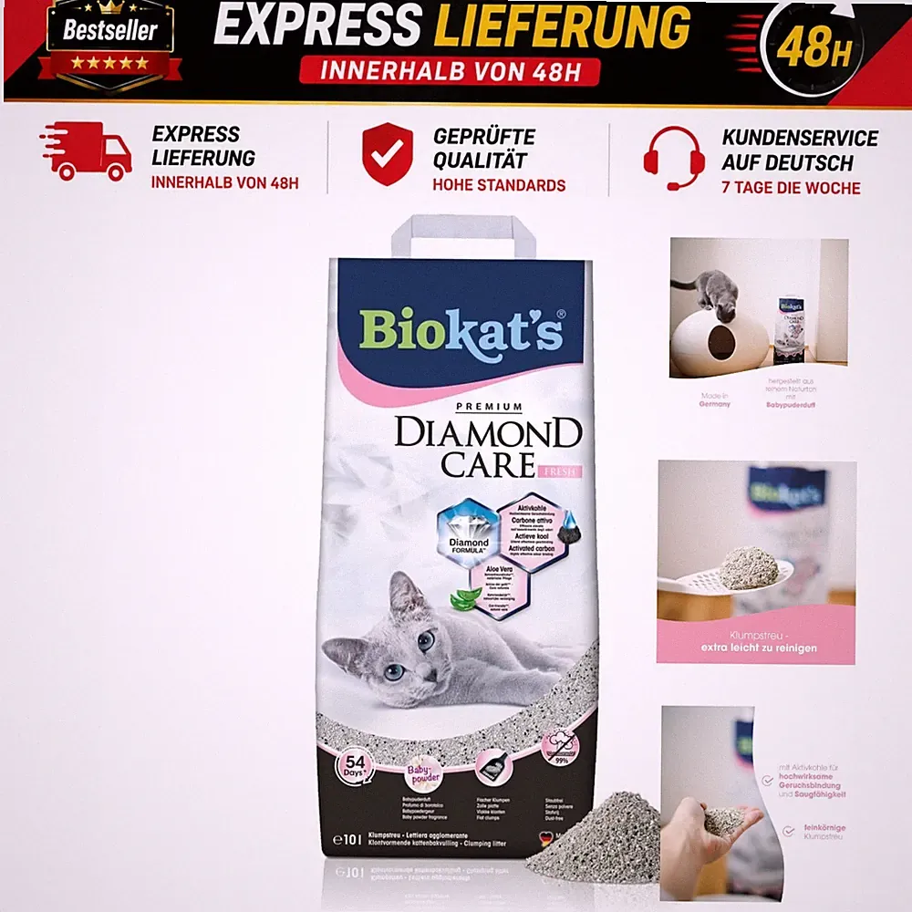 Biokat's Diamond Care Classic Scented Fine Cat Litter with Activated Carbon and