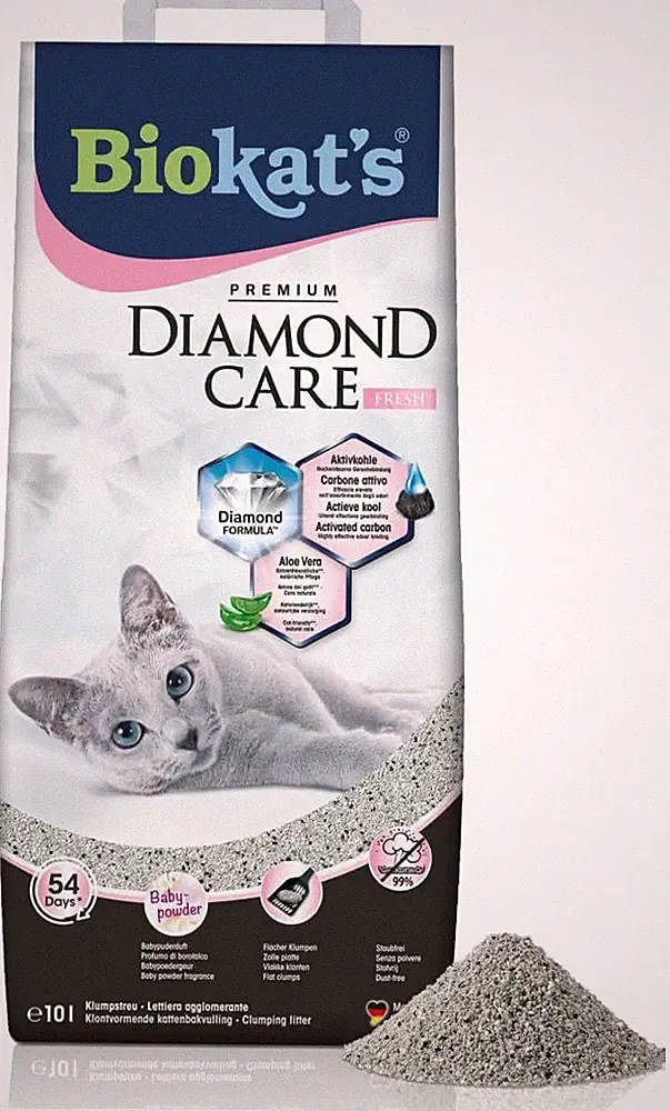Biokat's Diamond Care Fresh Katzenstreu 10 L Bentonit Aktivkohle
