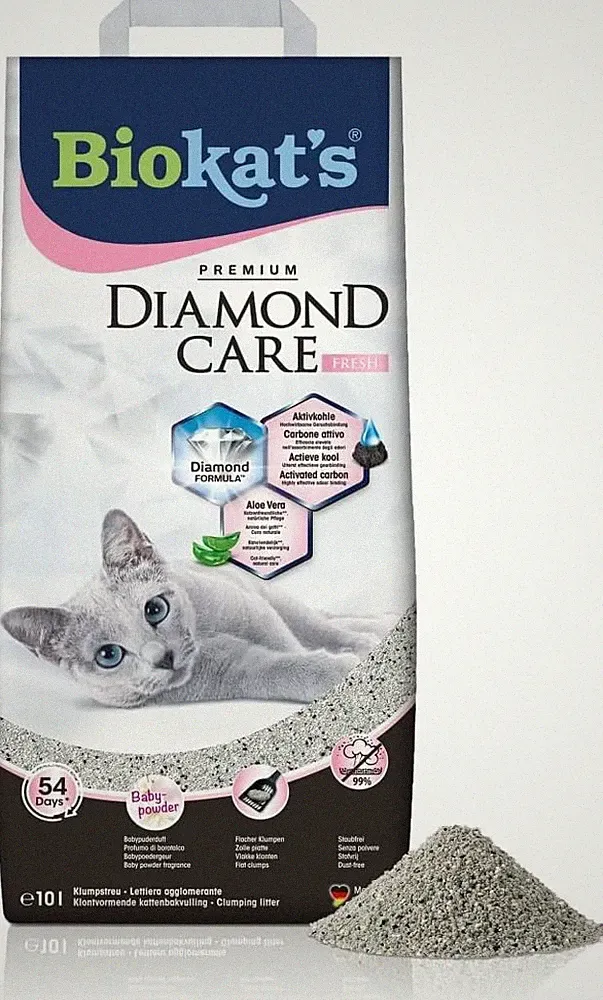 Biokat's Diamond Care Fresh Katzenstreu, Babypuder-Duft - Klumpstreu (1 x 10 L)