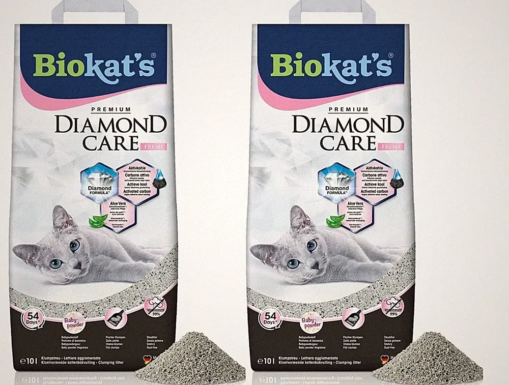 🐈Biokat's Diamond Care Fresh Katzenstreu Klumpstreu Aloe Vera Aktivkohle 2x10 L