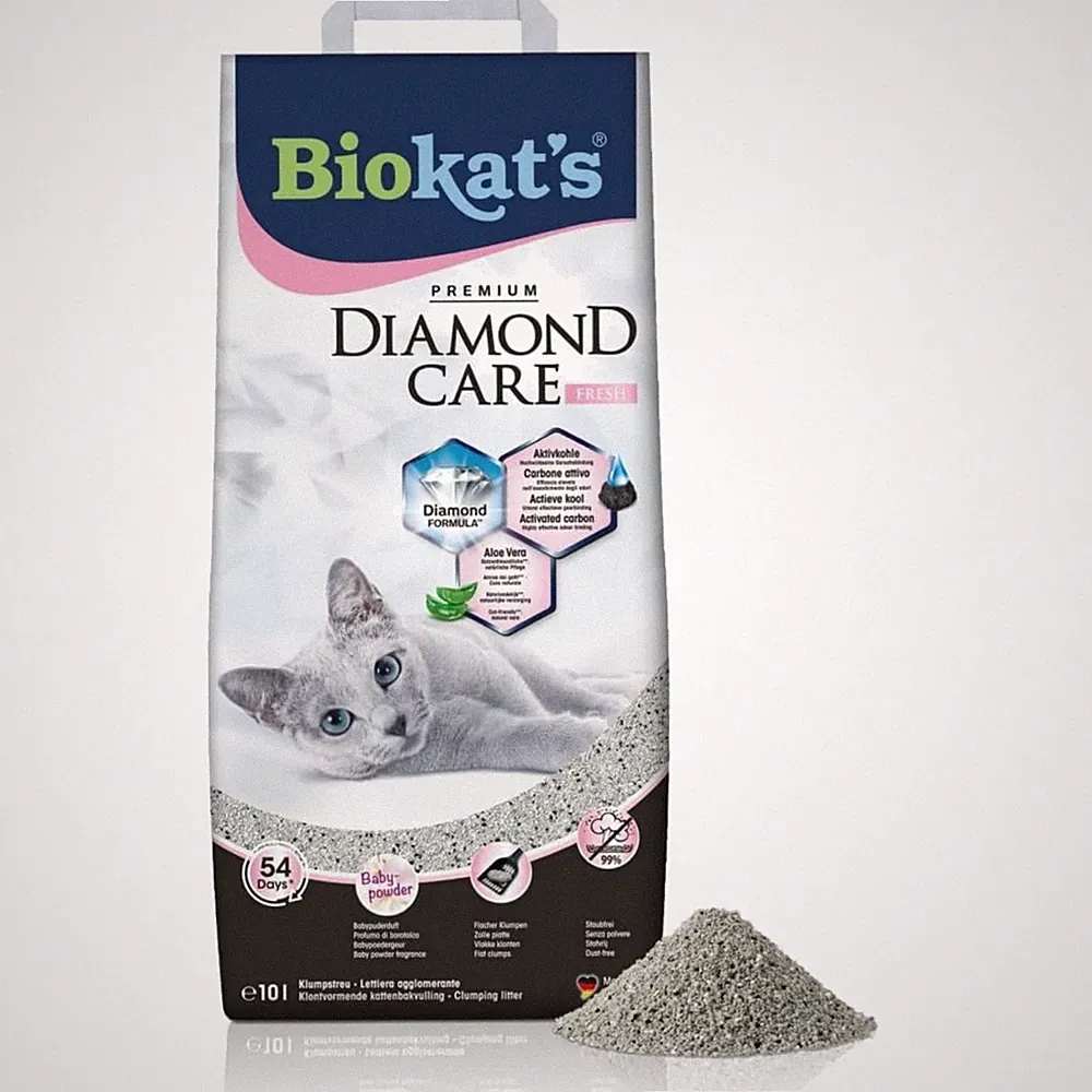 Biokat's Diamond Care Fresh Katzenstreu mit Babypuder-Duft - Feine Klumpstreu...