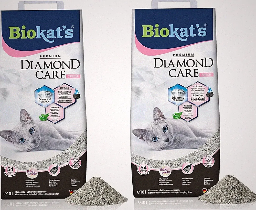 Biokat's Diamond Care Fresh Katzenstreu mit Babypuder-Duft - Feine Klumpstreu