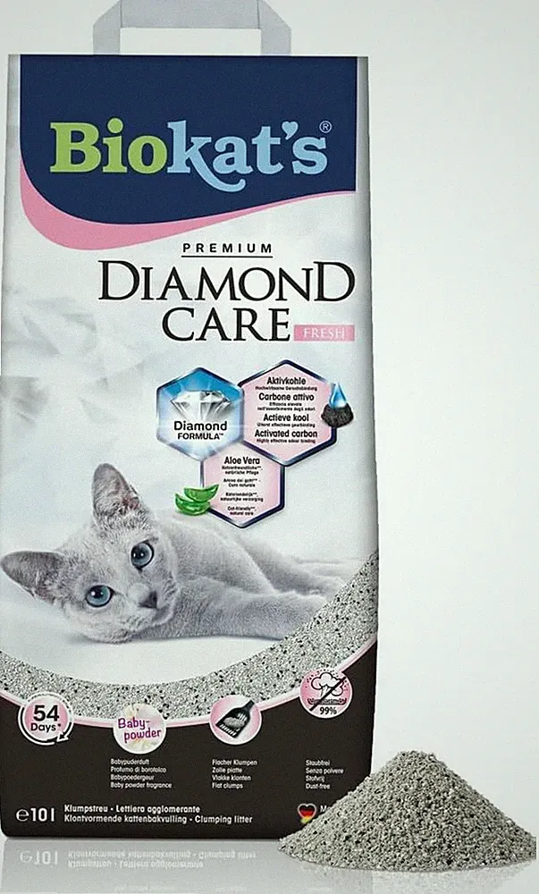 biokat's diamond care fresh katzenstreu mit babypuder-duft