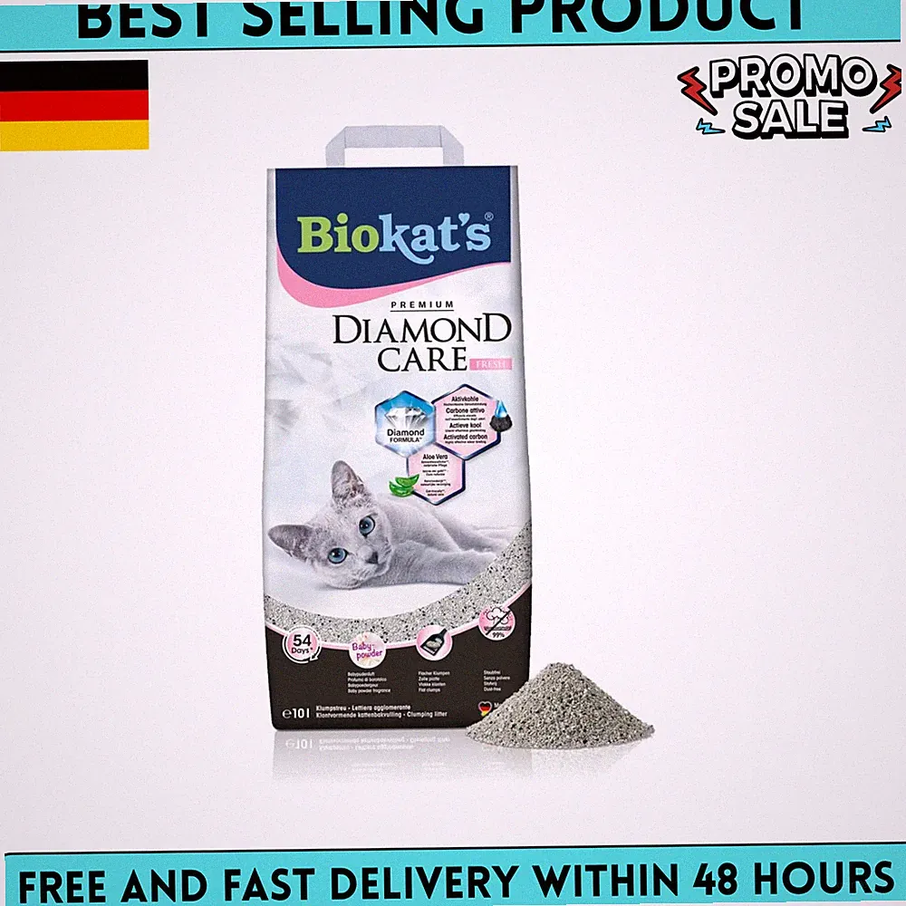 Biokat's Diamond Care Fresh Katzenstreu mit Babypuder-Duft - Feine Klumpstreu au