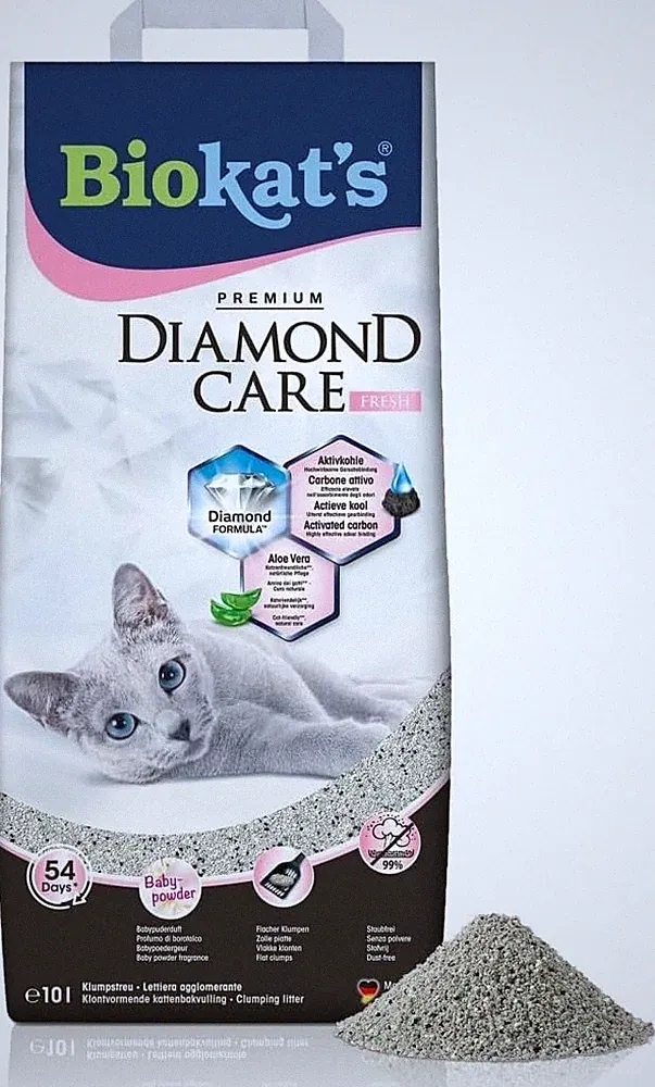 Biokat's Diamond Care Fresh Katzenstreu mit Babypuder-Duft - Feine Klumpstreu au