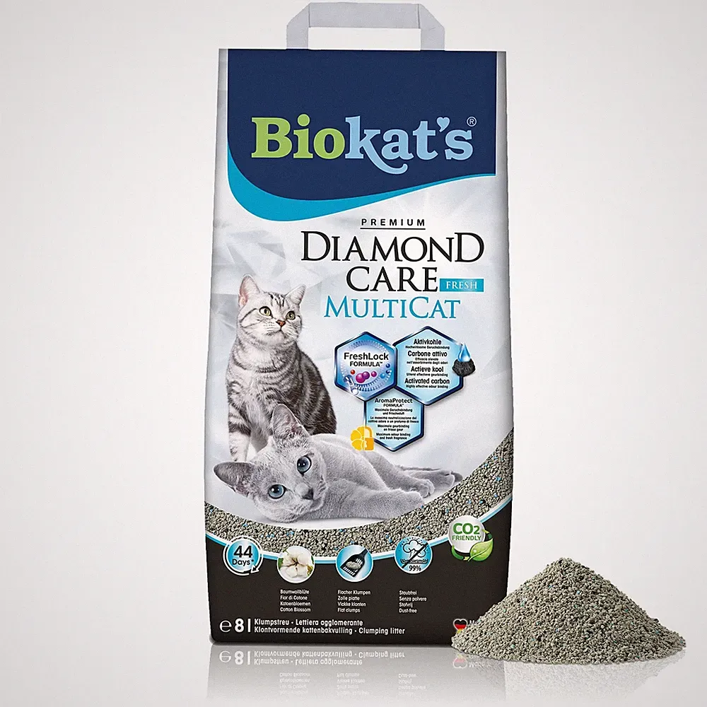 Biokatʼs Diamond Care MultiCat Fresh mit Duft Feines Katzenstreu mit
