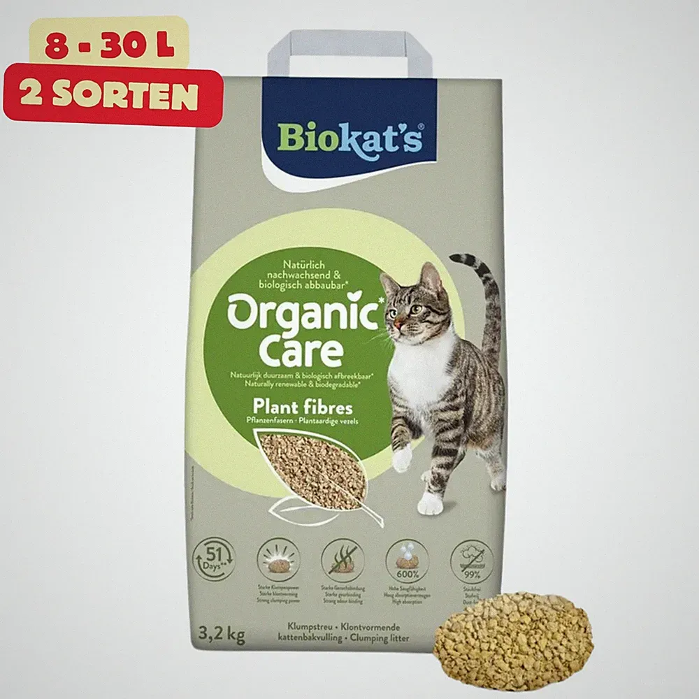 Biokat's Organic Care Katzenstreu Klumpstreu Pflanzenfasern Staubfrei Leicht