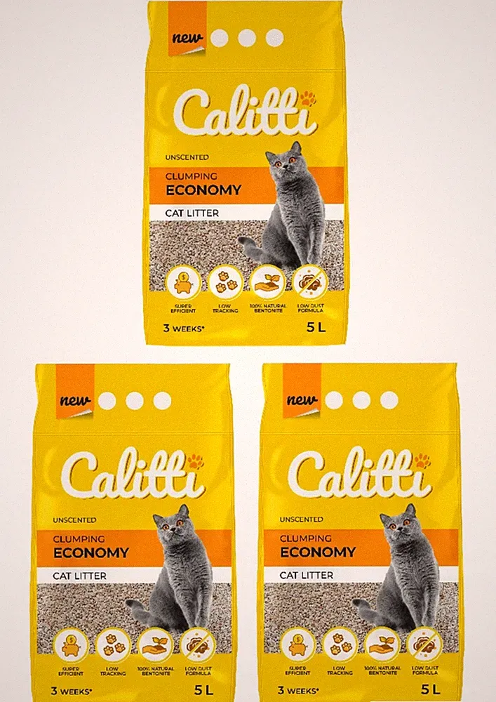 Calitti Economy Bentonit Katzenstreu Geruchlos Klumpstreu 3x5L