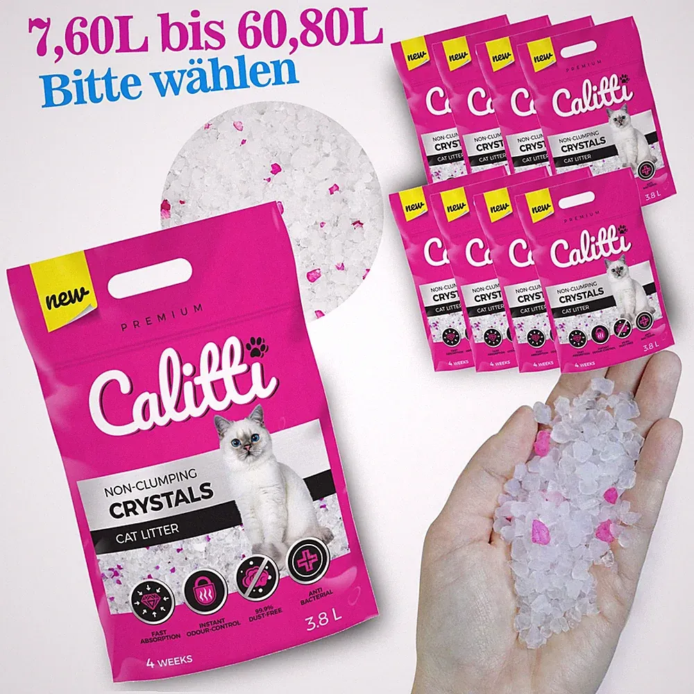 CALITTI Silikat Katzenstreu Crystals/Micro Lavendel staubfrei Geruchskontrolle