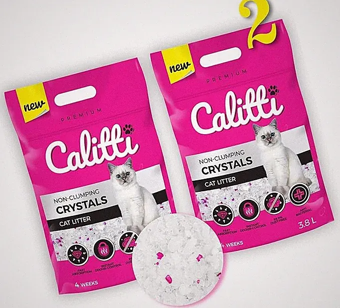 Calitti Silikat Katzenstreu Premium Crystals Silikatstreu 2-er Set 2 x 3,8 L