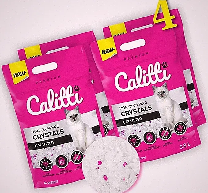 Calitti Silikat Katzenstreu Premium Crystals Silikatstreu 4-er Set 4 x 3,8 L