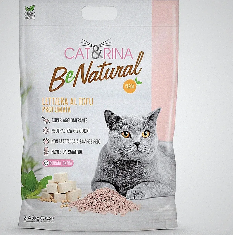 Cat&Rina BeNatural Tofu Katzenstreu, pflanzlich und stark klumpend. Biologisch a