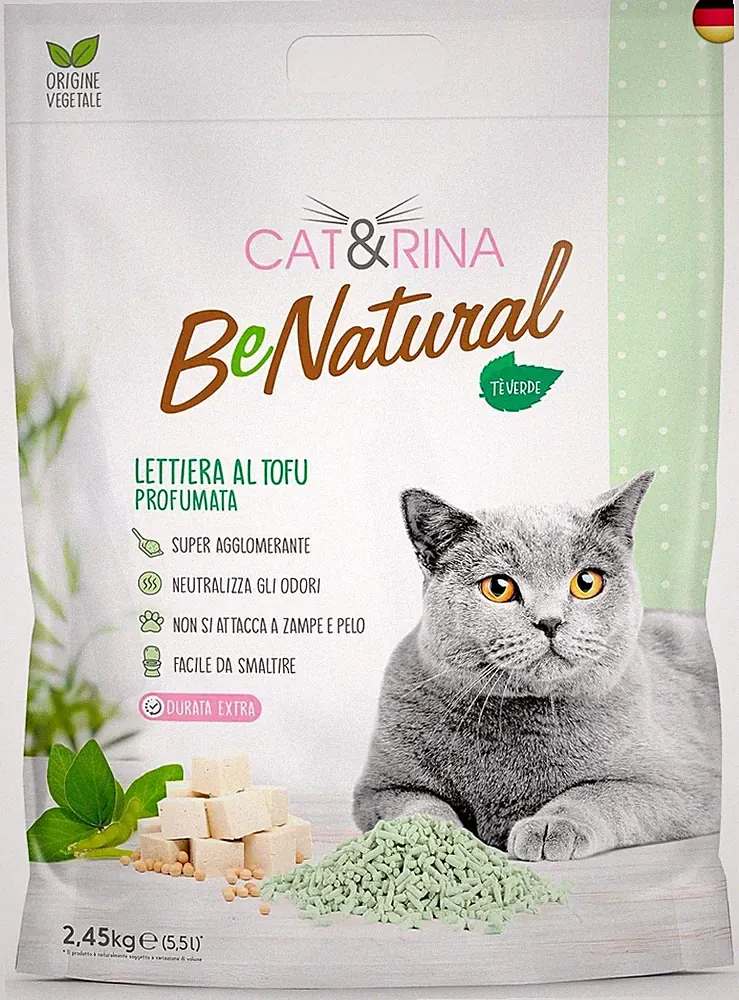 Cat&Rina Tofu Katzenstreu, 5,5 l, pflanzliches klumpendes Katzenstreu, bis