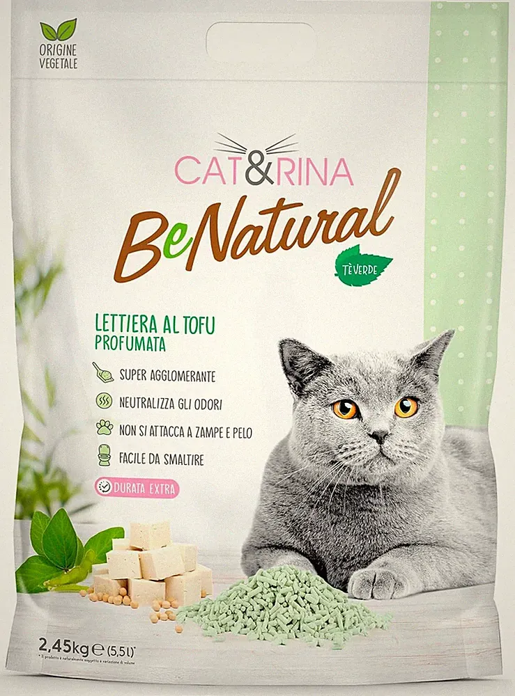 Cat&Rina Tofu Katzenstreu, 5,5 l, pflanzliches klumpendes Katzenstreu, bis zu 30
