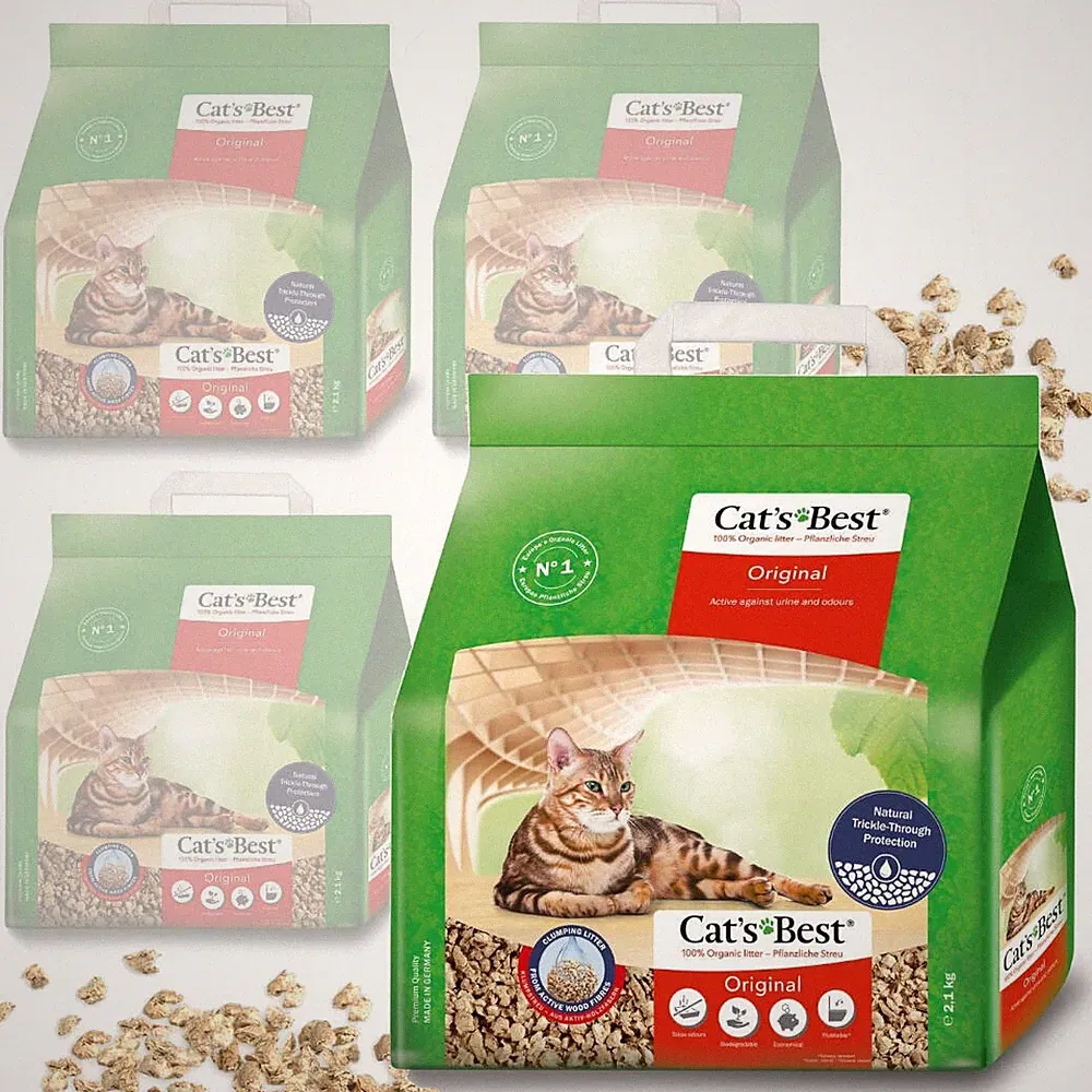 Cat's Best Original 4x5L Katzenstreu aus Holz, klumpend und geruchsabsorbierend