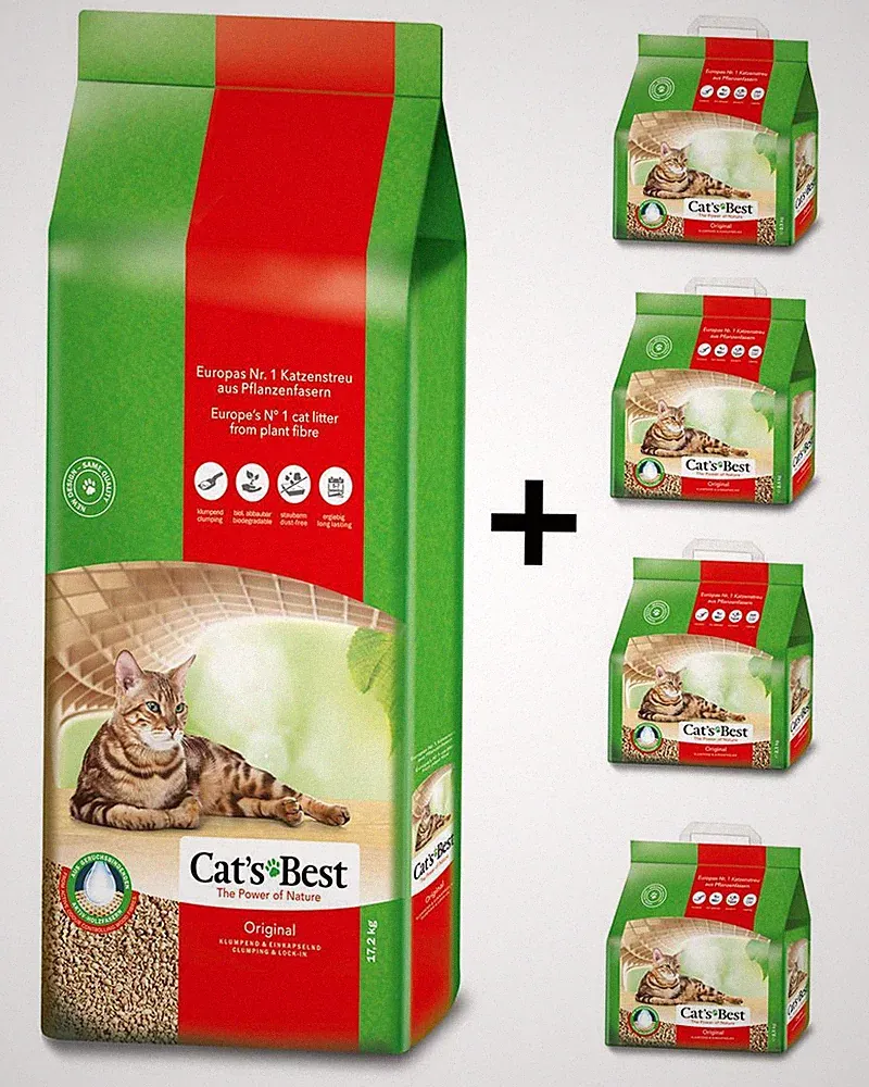 Cat´s Best Original 60 Liter / 26,4 Kilo (1x17,2 kg u. 4x2,1 (0,85 EUR/l)