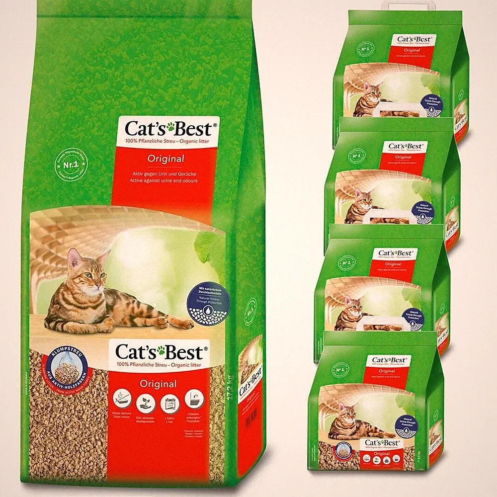 Cat's Best Original 60L Katzenstreu aus Holz, klumpend und geruchsabsorbierend