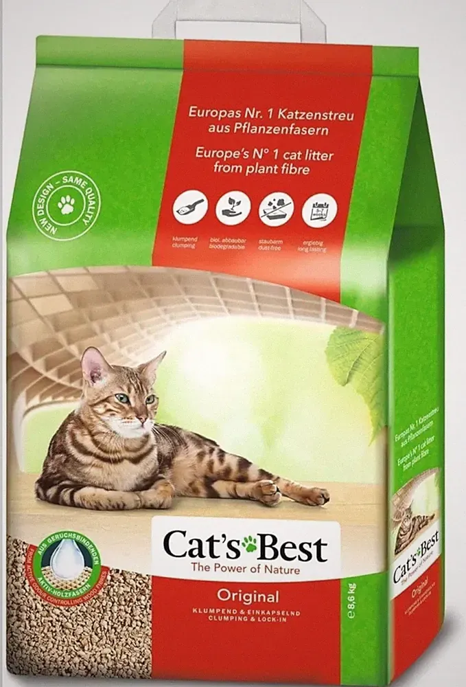 Cat’s Best Original Katzenstreu, 100 pflanzliches Katzenklumpstreu mit maxima...