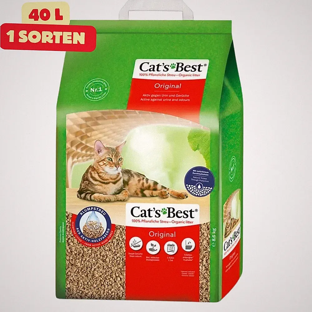 Cat's Best Original Katzenstreu 40l 17.2kg Klumpstreu Holzfasern Biologisch