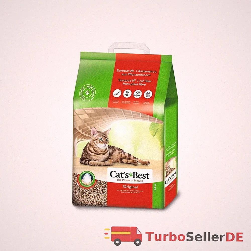 Cat's Best Original Katzenstreu, pflanzliche Klumpstreu, 20L/8,6kg