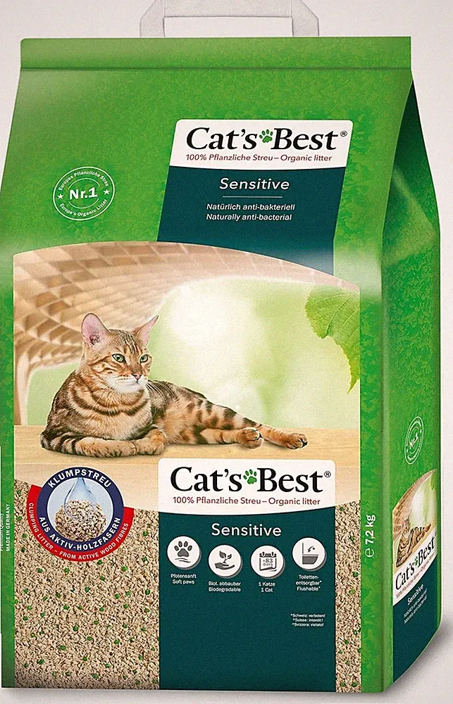 Cat's Best Sensitive,100 % pflanzliche Katzenstreu,fest klumpend