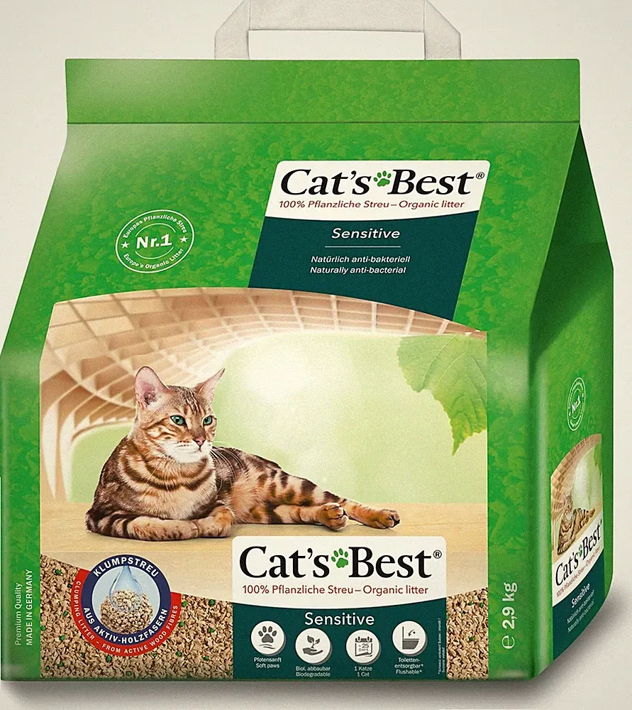 Cat's Best Sensitive, 100 % pflanzliche Katzenstreu, fest klumpend und