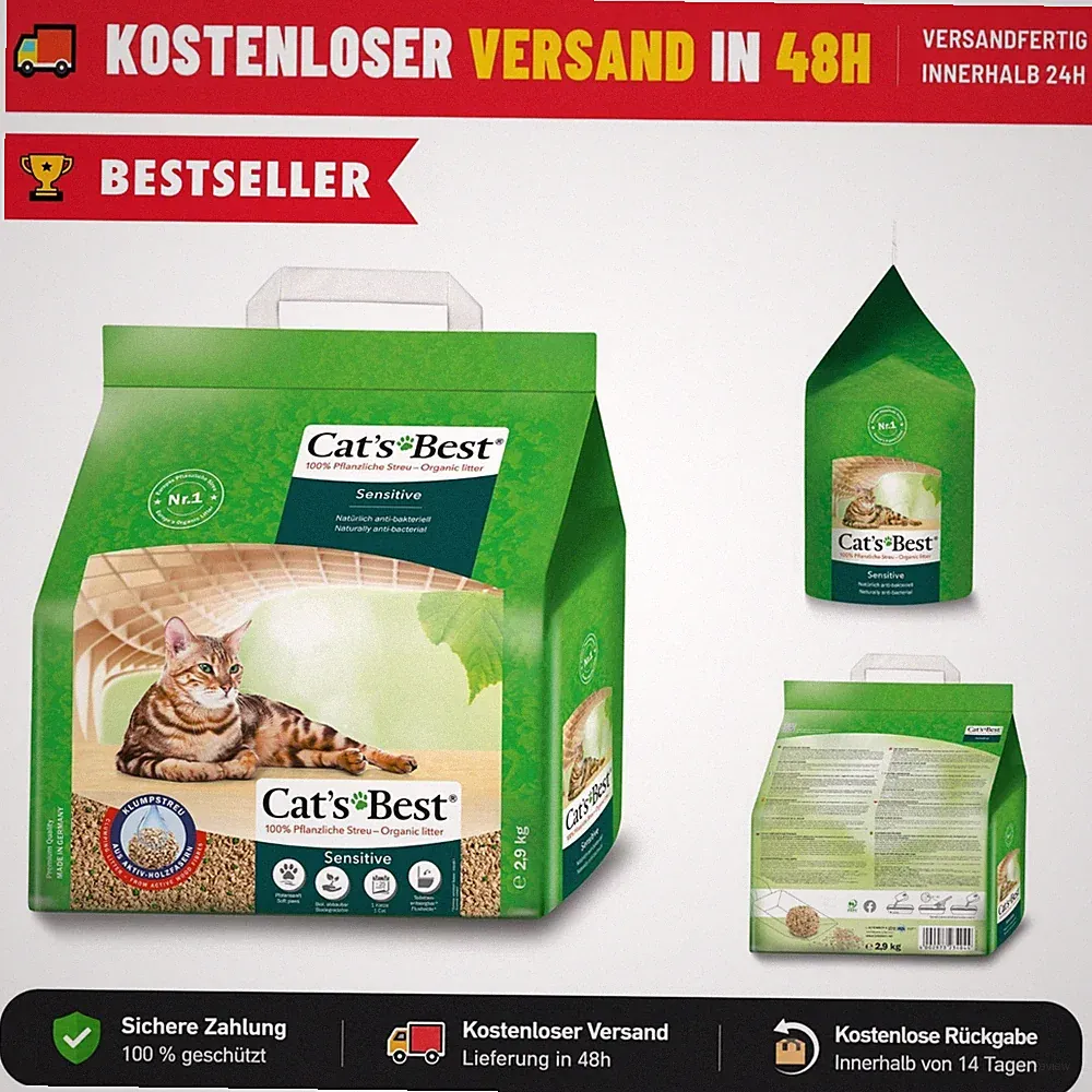 Cat's Best Sensitive Katzenstreu 2,9 kg | 100% pflanzlich | antibakteriell