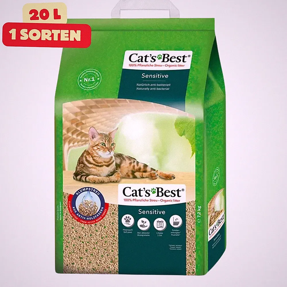 Cat's Best Sensitive Katzenstreu 20l 7,2kg Klumpstreu Hygiene-Perlen Biologisch