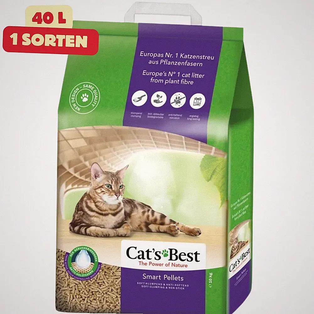 Cat's Best Smart Pellets Katzenstreu 40l 20kg Klumpstreu Langhaarkatzen Natur