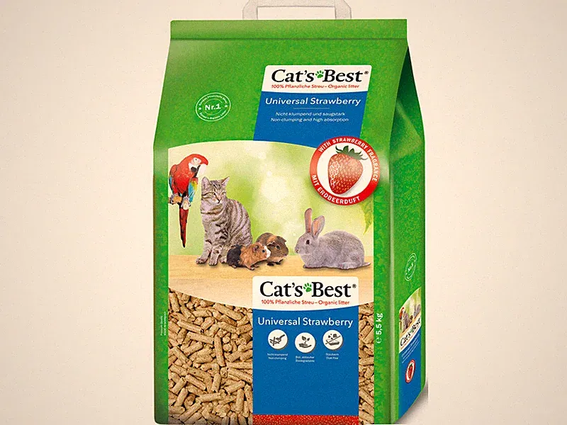 Cat's Best Universal Tierstreu Katzenstreu biologisch abbaubar Erdbeerduft 10l