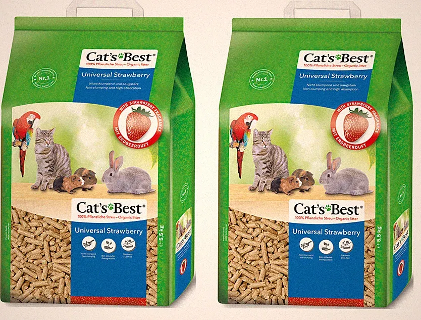 Cat's Best Universal Tierstreu Katzenstreu biologisch abbaubar Erdbeerduft 2x10L