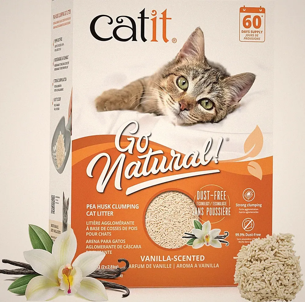 Catit Go natürliche Erbsenschale mit Vanilleduft klumpendes Katzenstreu, desodorierend, 99,9