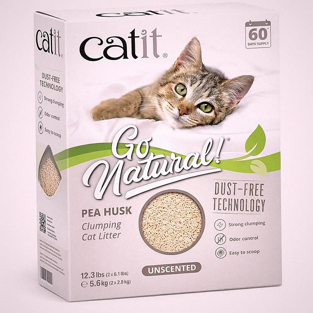 Catit Go natürliche unparfümierte Erbsenschale klumpendes Katzenstreu desodorierend 99,9% Staub
