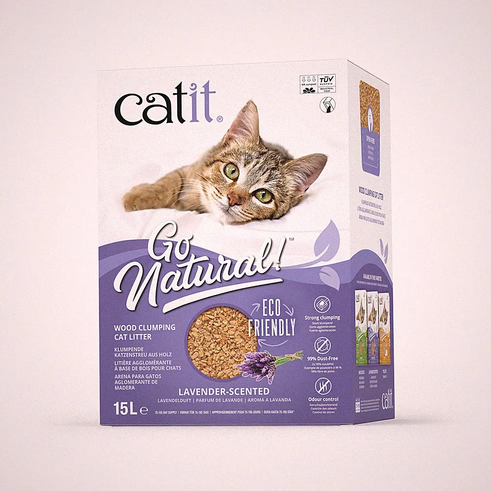 Catit - go natural! 7,5 Kg mit Lavendelduft - Katzenstreu 100% natürlich Holz