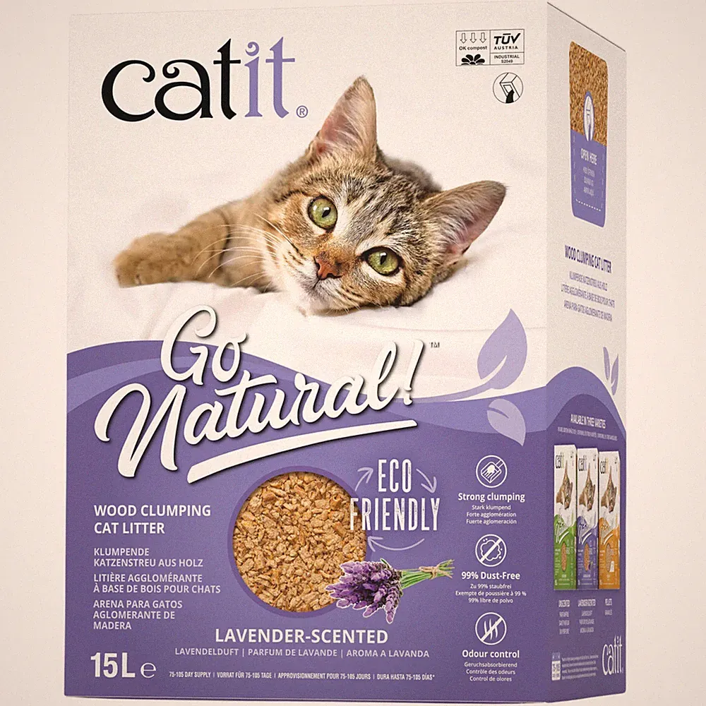 Catit Go Natural! Holzeinstreu Lavendel 15 l für Katzen, NEU