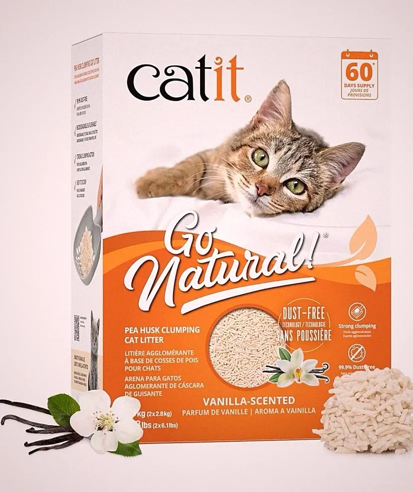 Catit Go Natural Pea Husk Vanille duftend klumpendes Katzenstreu, 5,6 kg