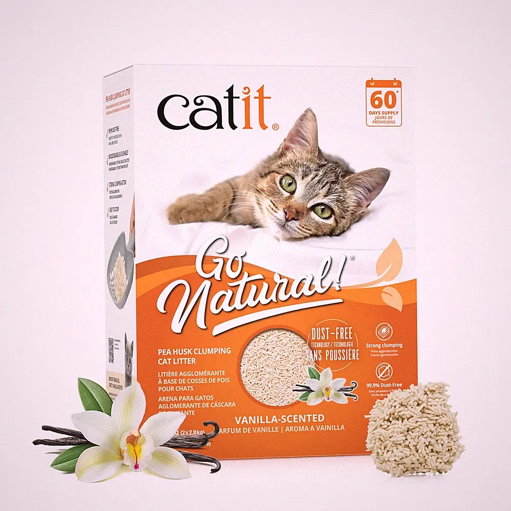 Catit Go Natural Vanilla Duftende Erbsenschalen Klumpendes Katzenstreu Desodorierend 99,9%