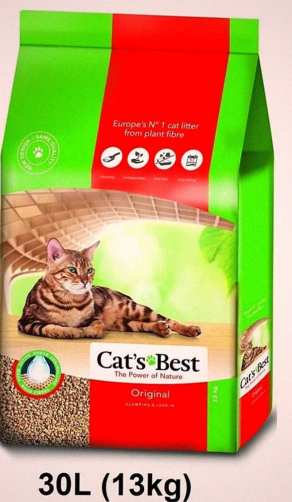 Cats Best Oko Plus Holzfasern Bio Klumpendes Katzenstreu 30L, 13Kg