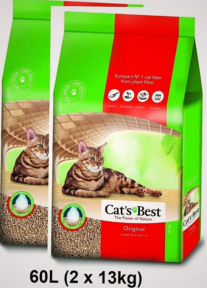 Cats Best Oko Plus Holzfasern Bio Klumpendes Katzenstreu 60L, 26Kg (2 x 30L)