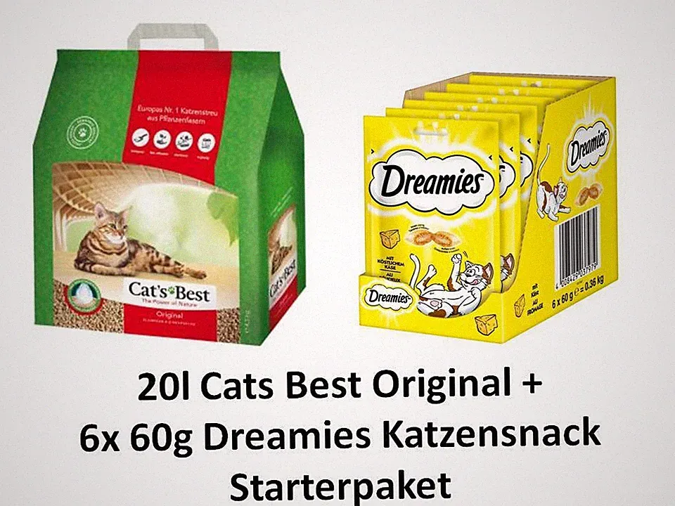Cats Best Original Katzenstreu 20l + Dreamies Katzensnack Käse