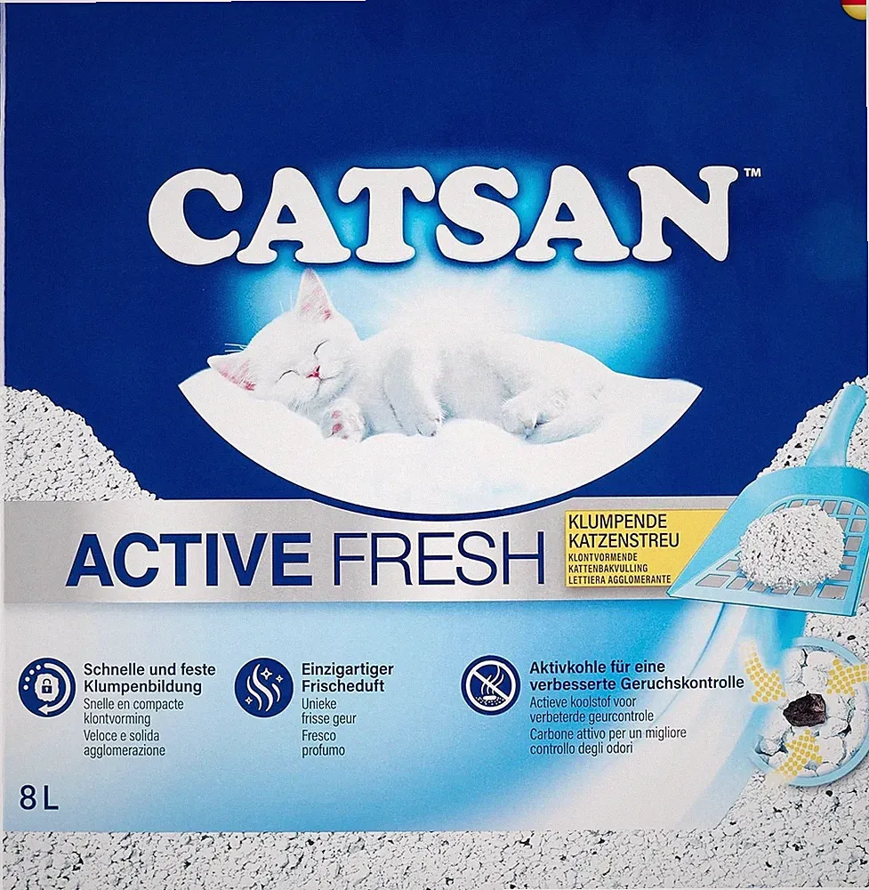 Catsan Active Fresh – Katzenstreu aus Naturton mit Aktivkohle – Effektive Bin