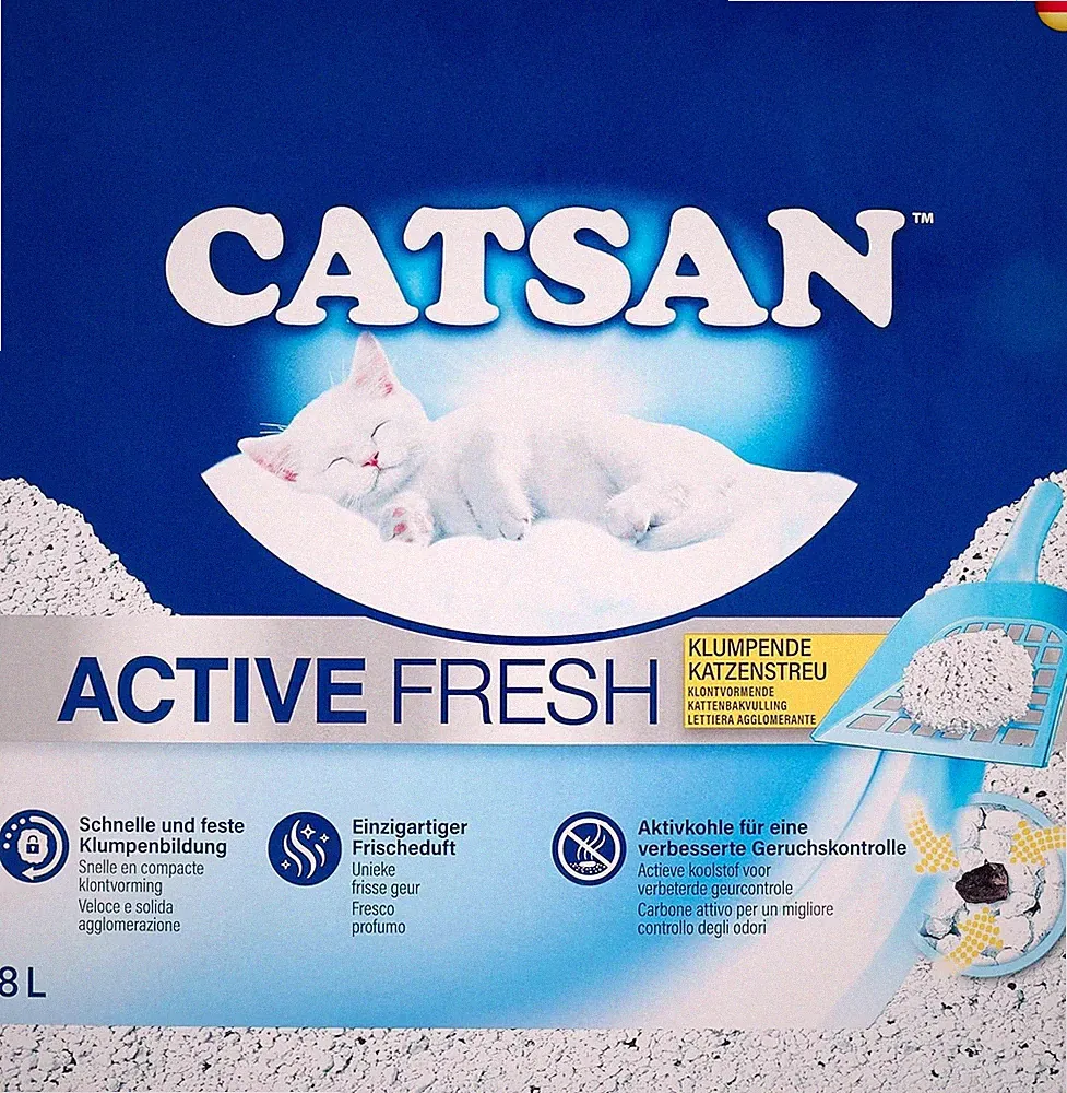Catsan Active Fresh – Katzenstreu aus Naturton mit Aktivkohle – Effektive Bin